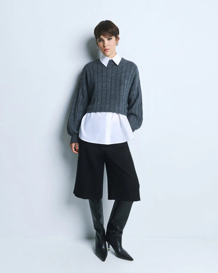 Μπλούζα πλεκτή oversized κοντή Access Fashion