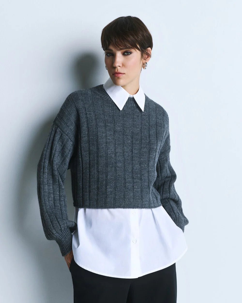 Μπλούζα πλεκτή oversized κοντή Access Fashion