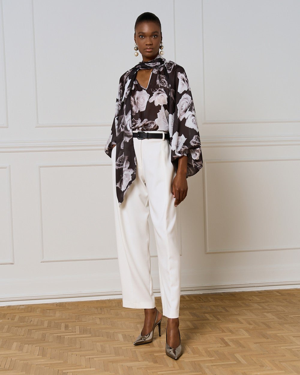 Μπλούζα φλοράλ με δετό λαιμό Access Fashion