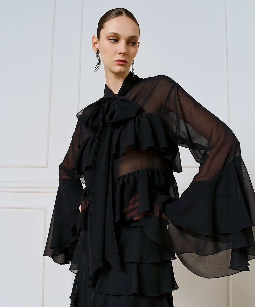 Μπλούζα κοντή με βολάν Access Fashion