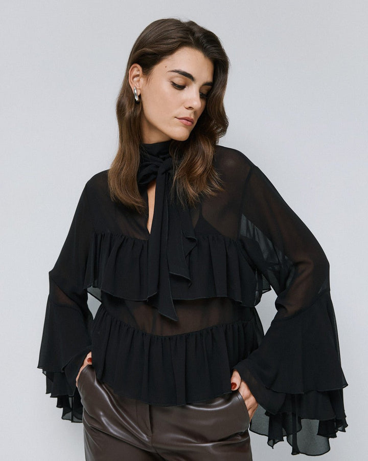 Μπλούζα κοντή με βολάν Access Fashion