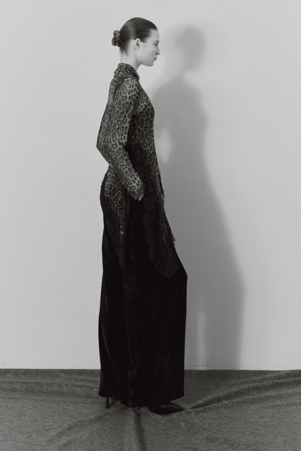 Μπλούζα λεοπάρ διαφάνεια με δαντέλα Lumina