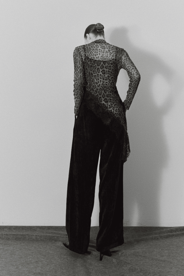 Μπλούζα λεοπάρ διαφάνεια με δαντέλα Lumina