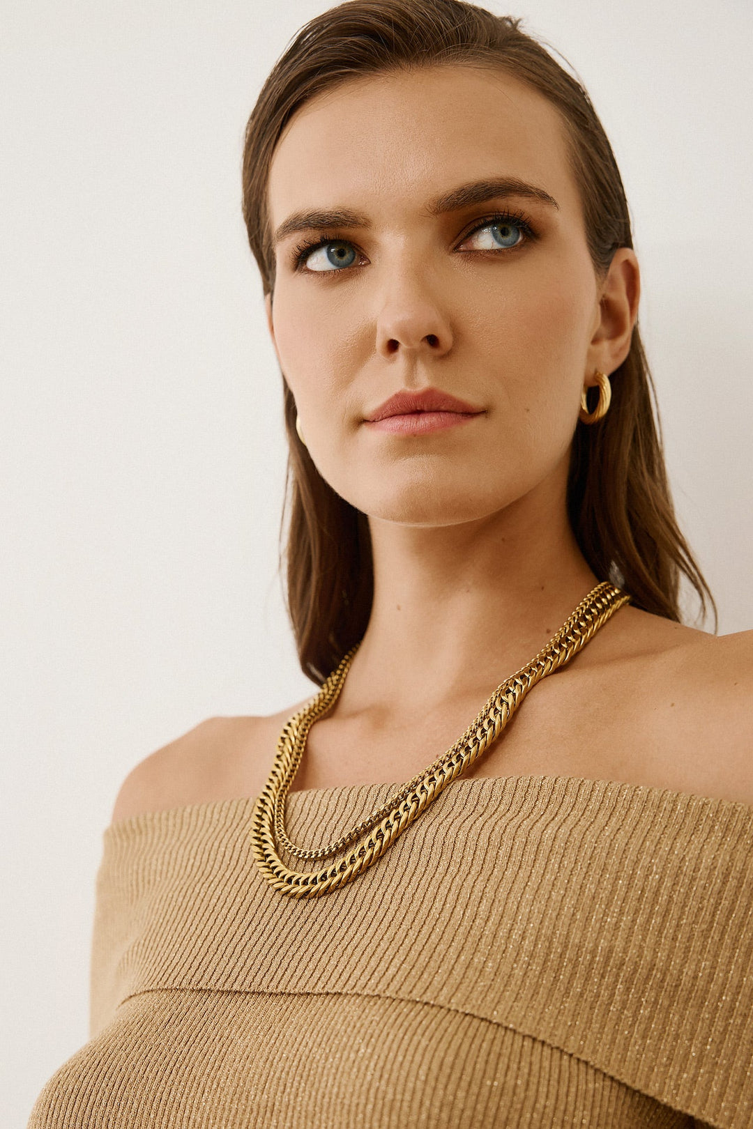 Μπλούζα πλεκτή έξω ώμους lurex Figaro Fashion