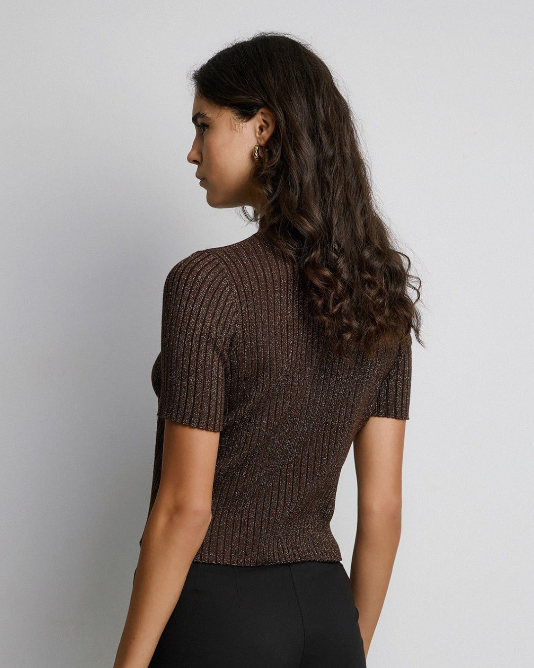 Μπλούζα πλεκτή κοντομάνικη lurex Access Fashion