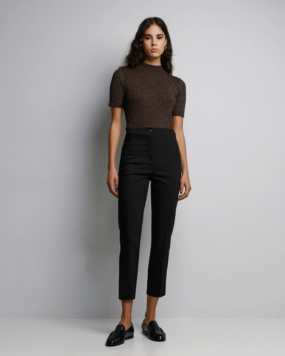 Μπλούζα πλεκτή κοντομάνικη lurex Access Fashion