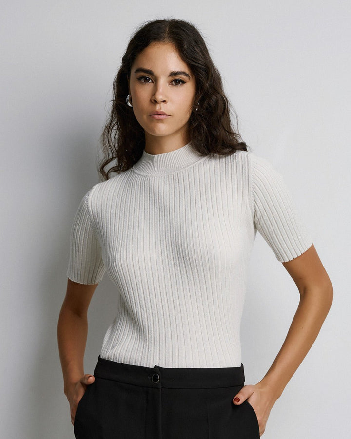 Μπλούζα πλεκτή κοντομάνικη lurex Access Fashion