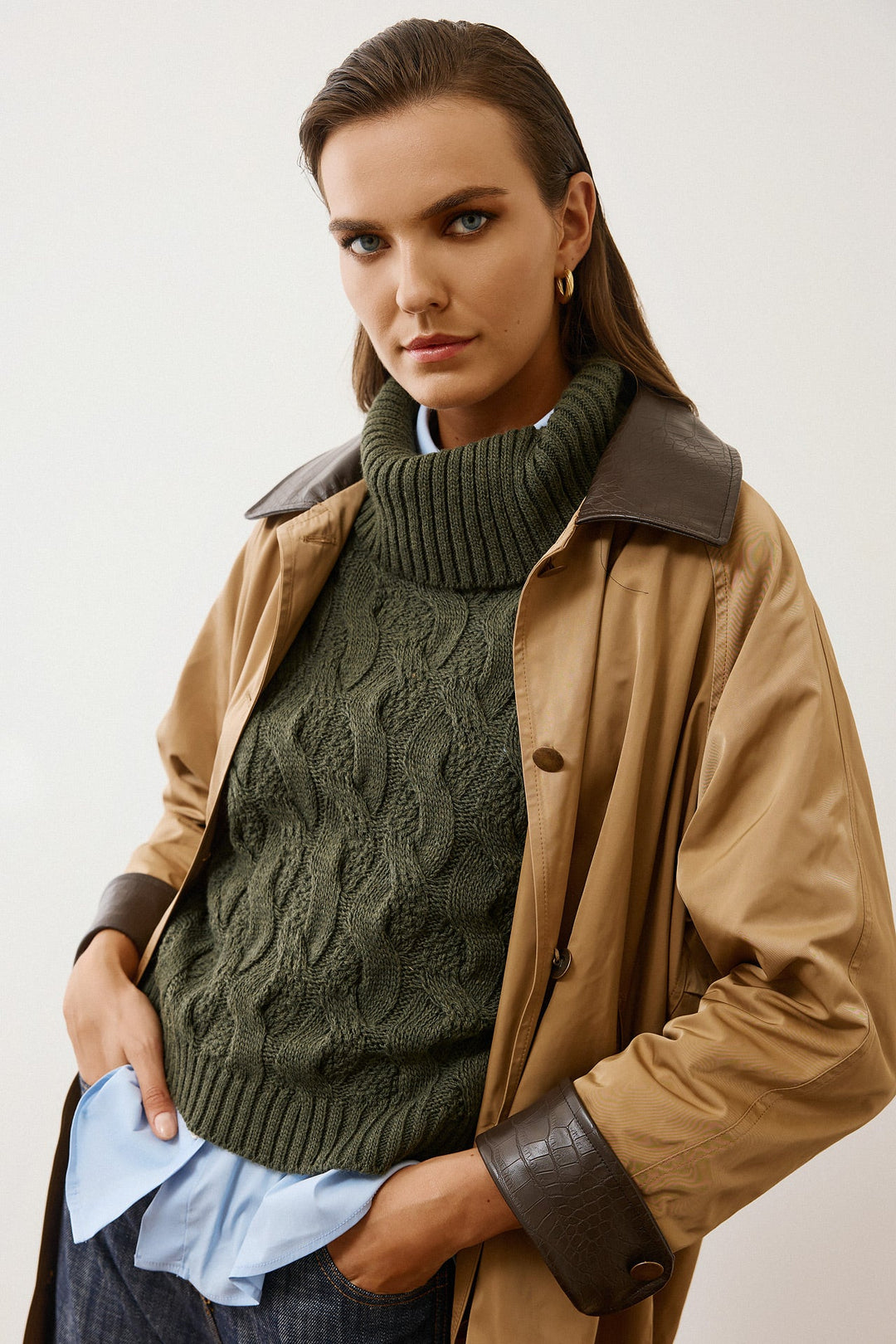 Μπλούζα πλεκτή με ζιβάγκο και πλεξούδες Figaro Fashion