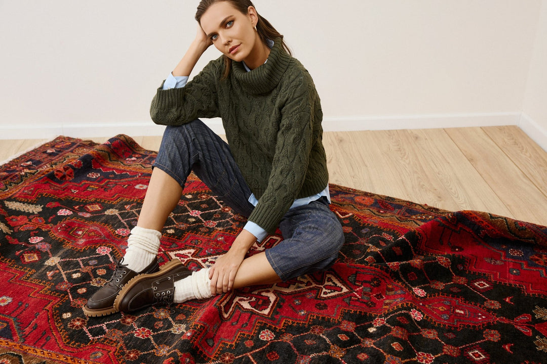 Μπλούζα πλεκτή με ζιβάγκο και πλεξούδες Figaro Fashion