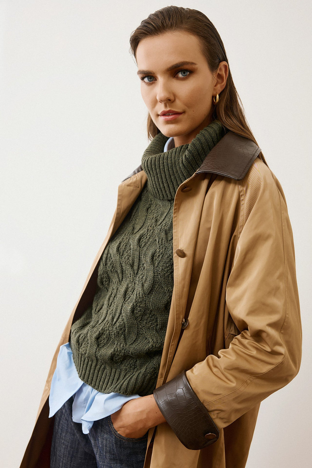 Μπλούζα πλεκτή με ζιβάγκο και πλεξούδες Figaro Fashion