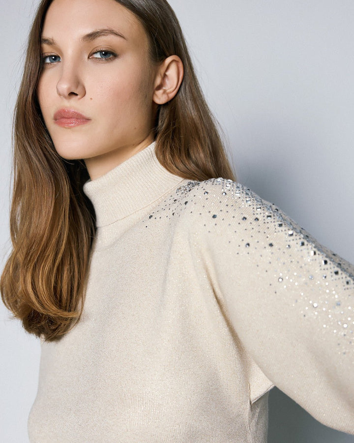 Μπλούζα πλεκτή ζιβάγκο με στρας Access Fashion