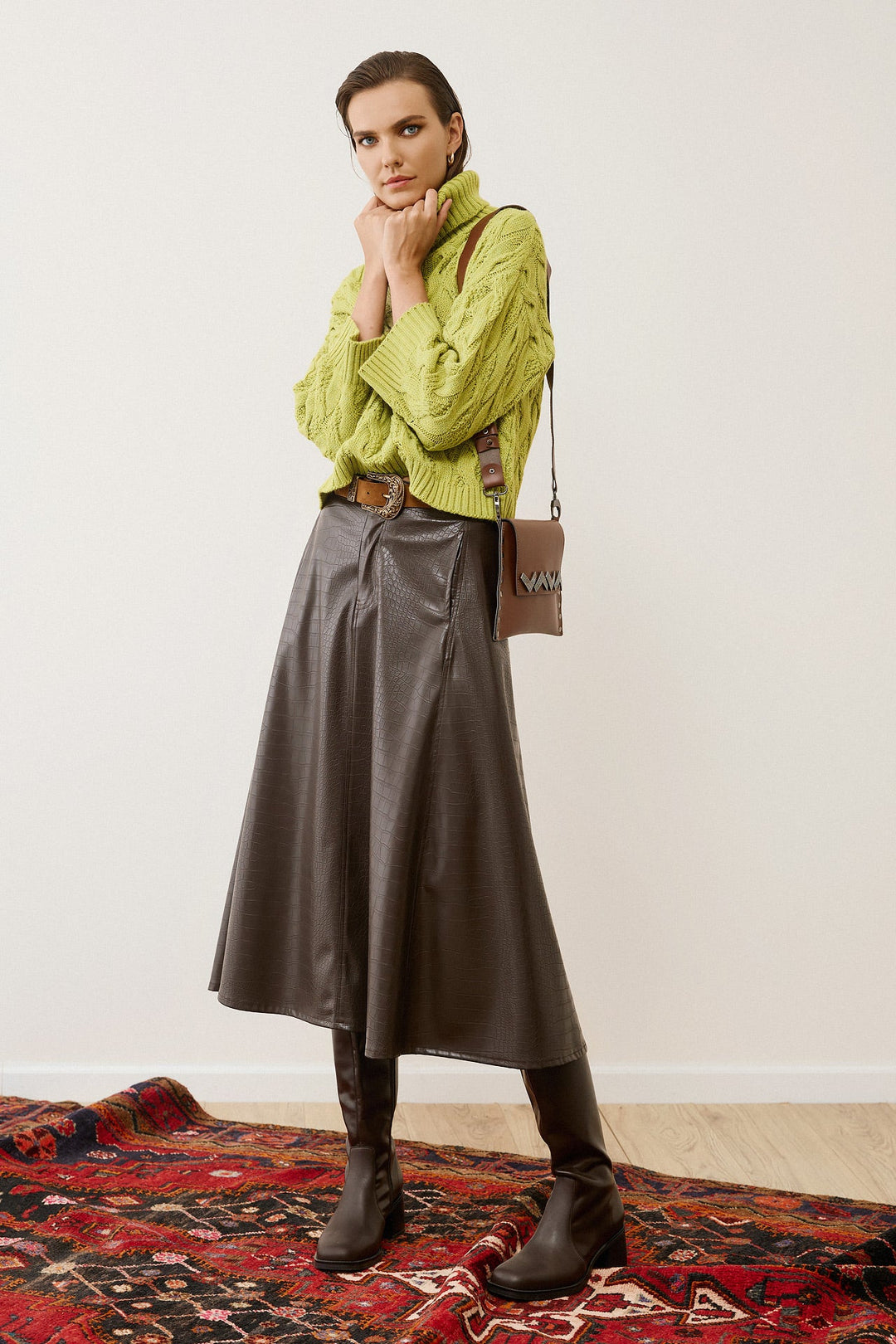 Μπλούζα πλεκτή ζιβάγκο πλεξούδες Figaro Fashion