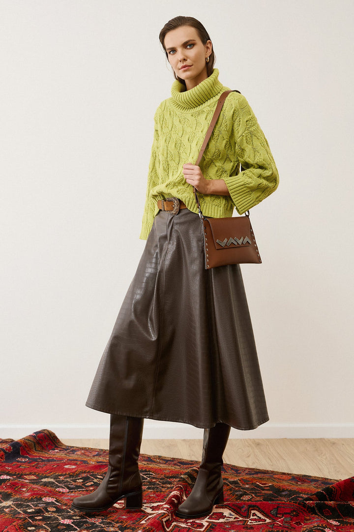 Μπλούζα πλεκτή ζιβάγκο πλεξούδες Figaro Fashion