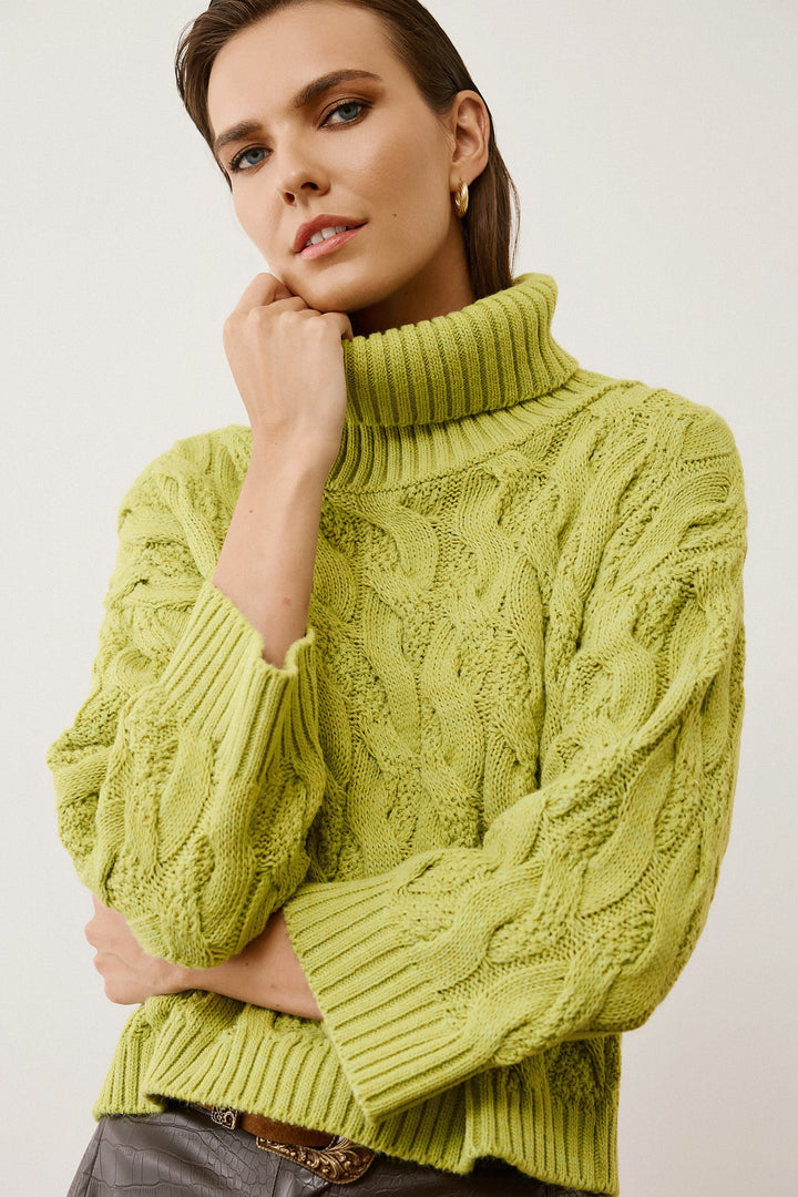 Μπλούζα πλεκτή ζιβάγκο πλεξούδες Figaro Fashion