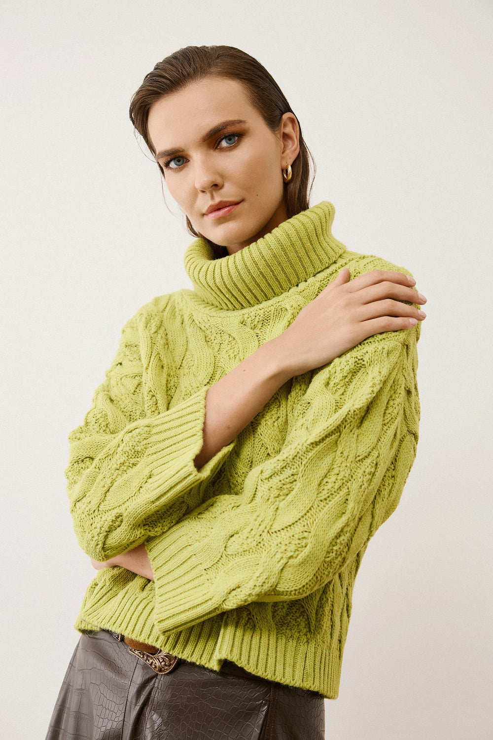 Μπλούζα πλεκτή ζιβάγκο πλεξούδες Figaro Fashion