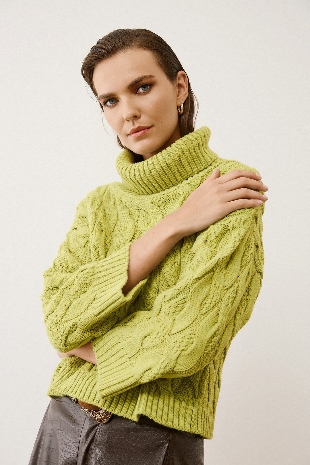 Μπλούζα πλεκτή ζιβάγκο πλεξούδες Figaro Fashion