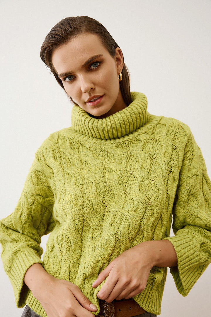 Μπλούζα πλεκτή ζιβάγκο πλεξούδες Figaro Fashion