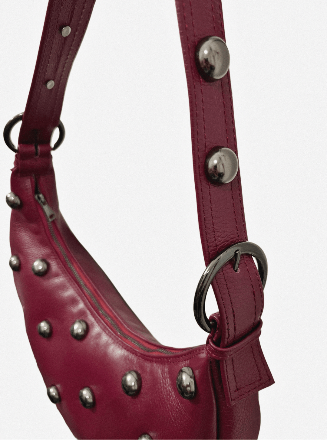 Μπορτώ τσαντά STUDS BIG HALFMOON (genuine leather) Clic Jewels - A Collection Boutique