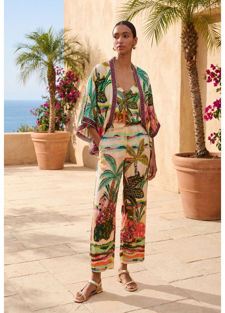 Κιμονό tropical με πολύχρωμο print και κέντημα Lola Casademunt