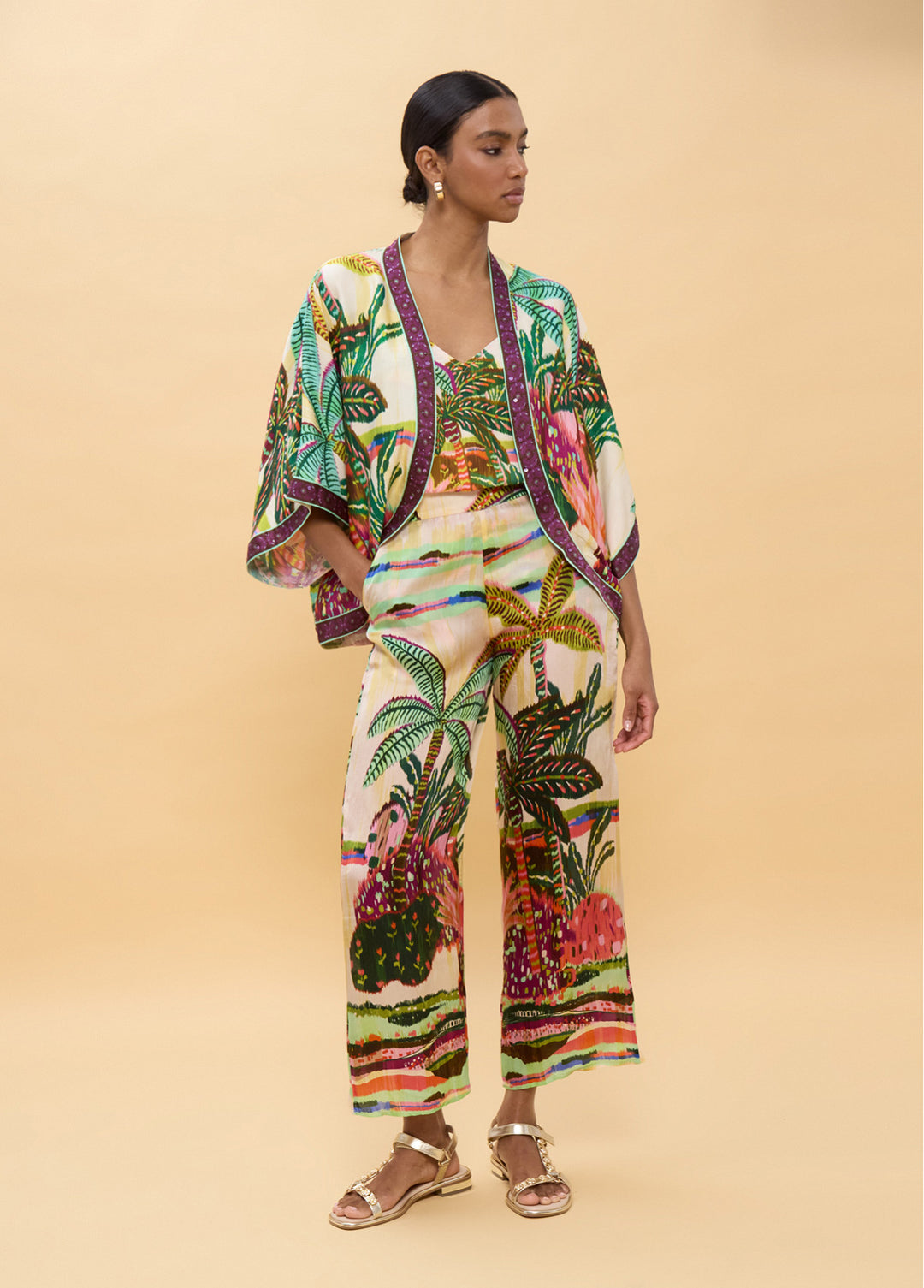 Κιμονό tropical με πολύχρωμο print και κέντημα Lola Casademunt