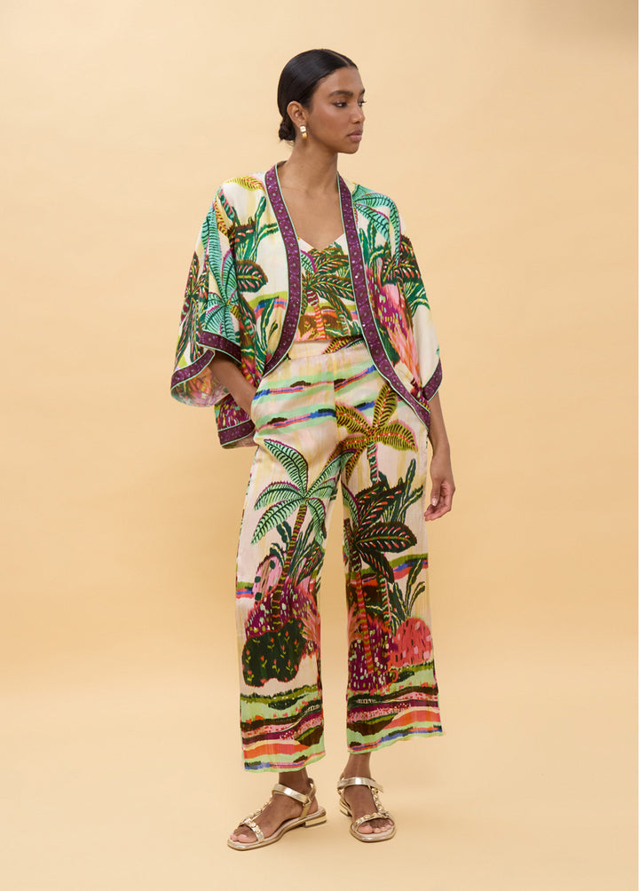 Κιμονό tropical με πολύχρωμο print και κέντημα Lola Casademunt