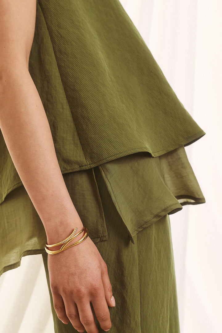 Olive Breeze Layered Co - ord Set Figaro Fashion