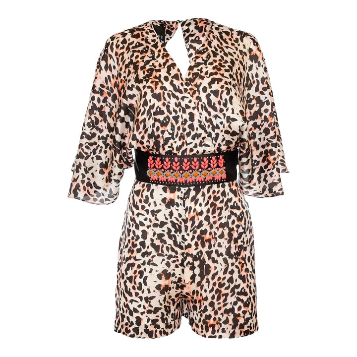 Ολόσωμο σορτς leopard με κεντημένη ζώνη Access Fashion