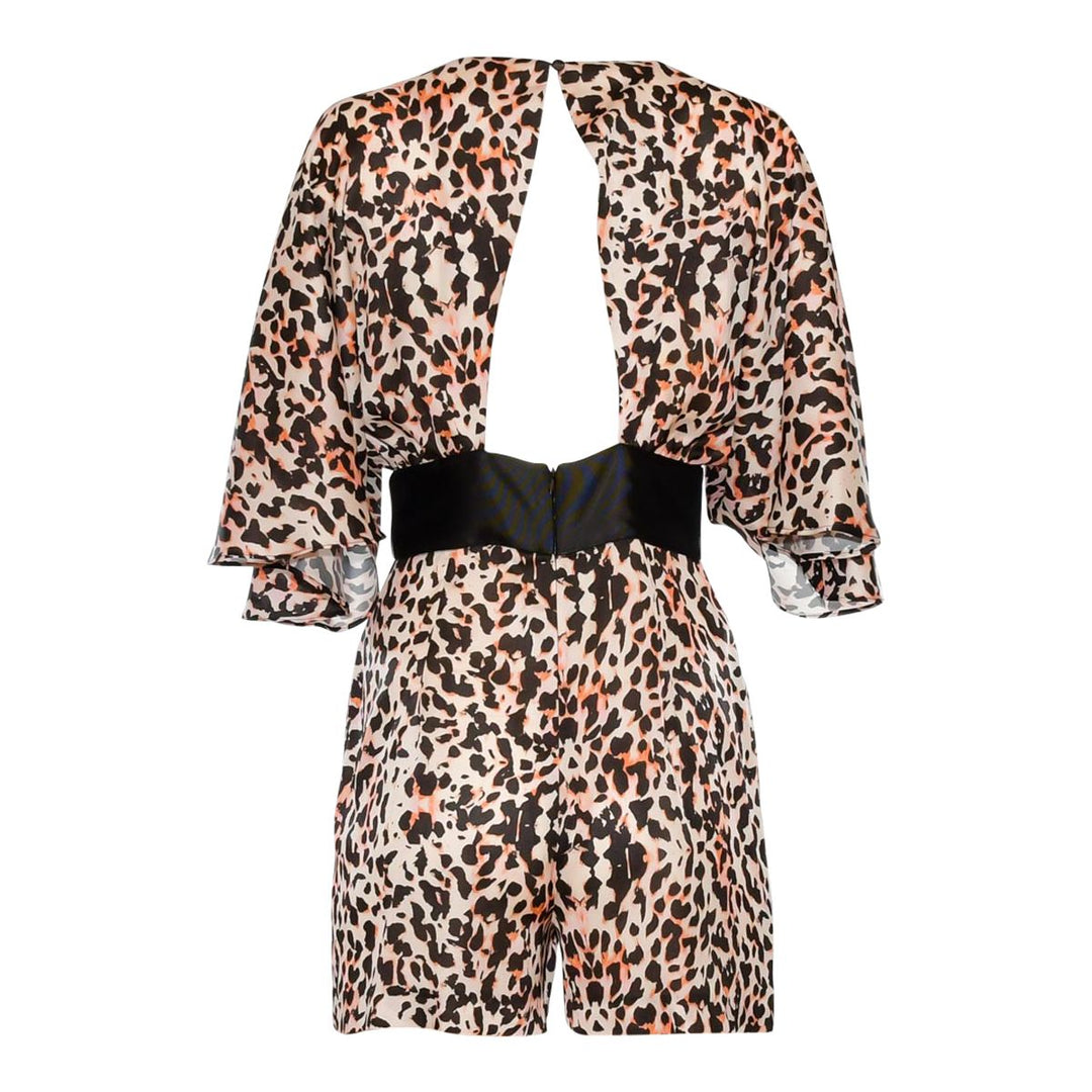 Ολόσωμο σορτς leopard με κεντημένη ζώνη Access Fashion