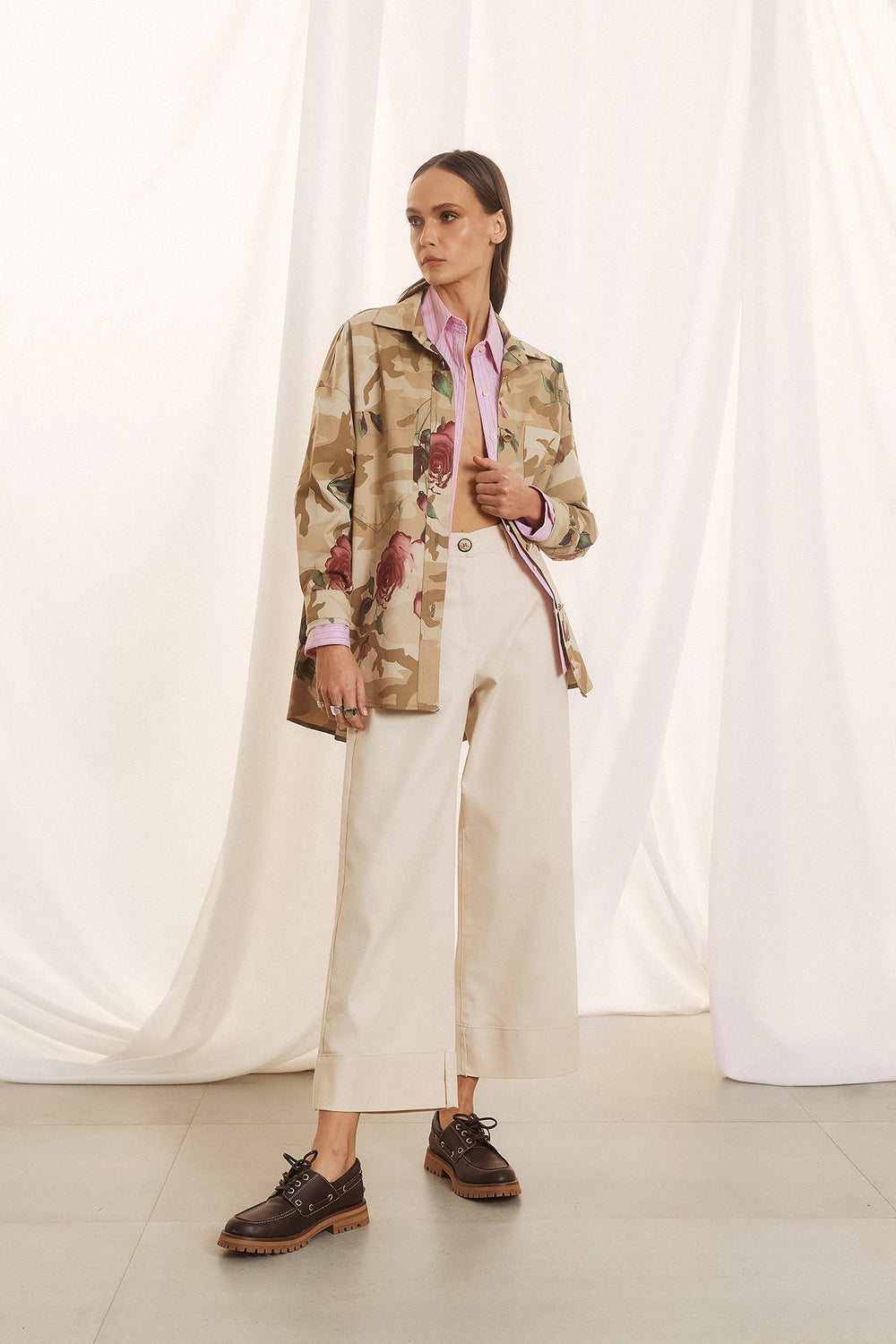 Overshirt με floral camouflage print Figaro Fashion