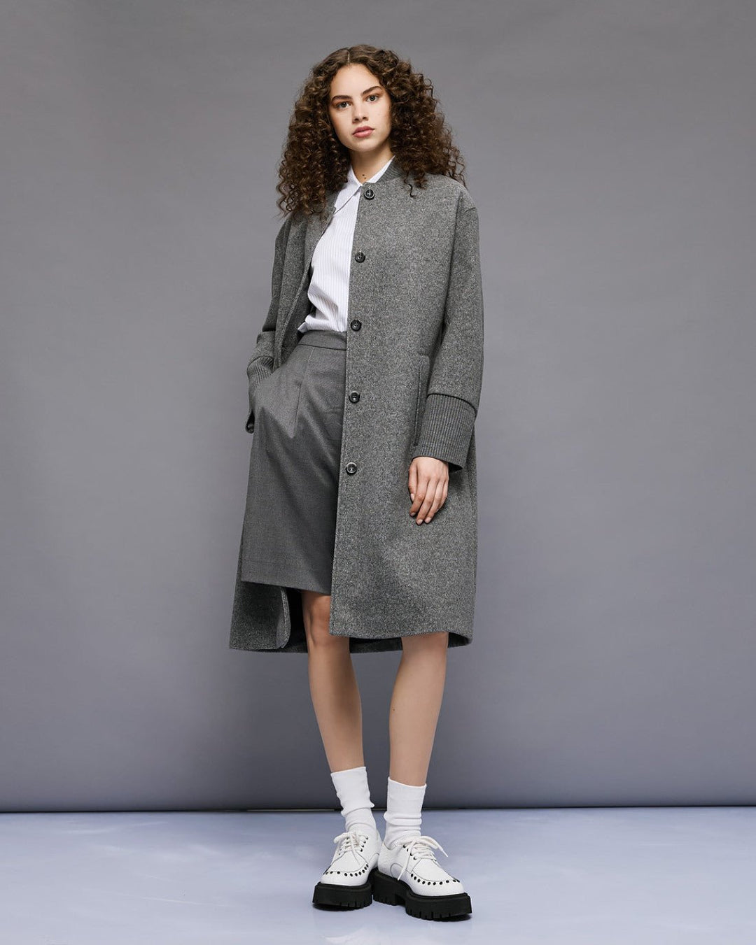 Παλτό μακρύ με τσέπες και ριπ λεπτομέρειες Access Fashion