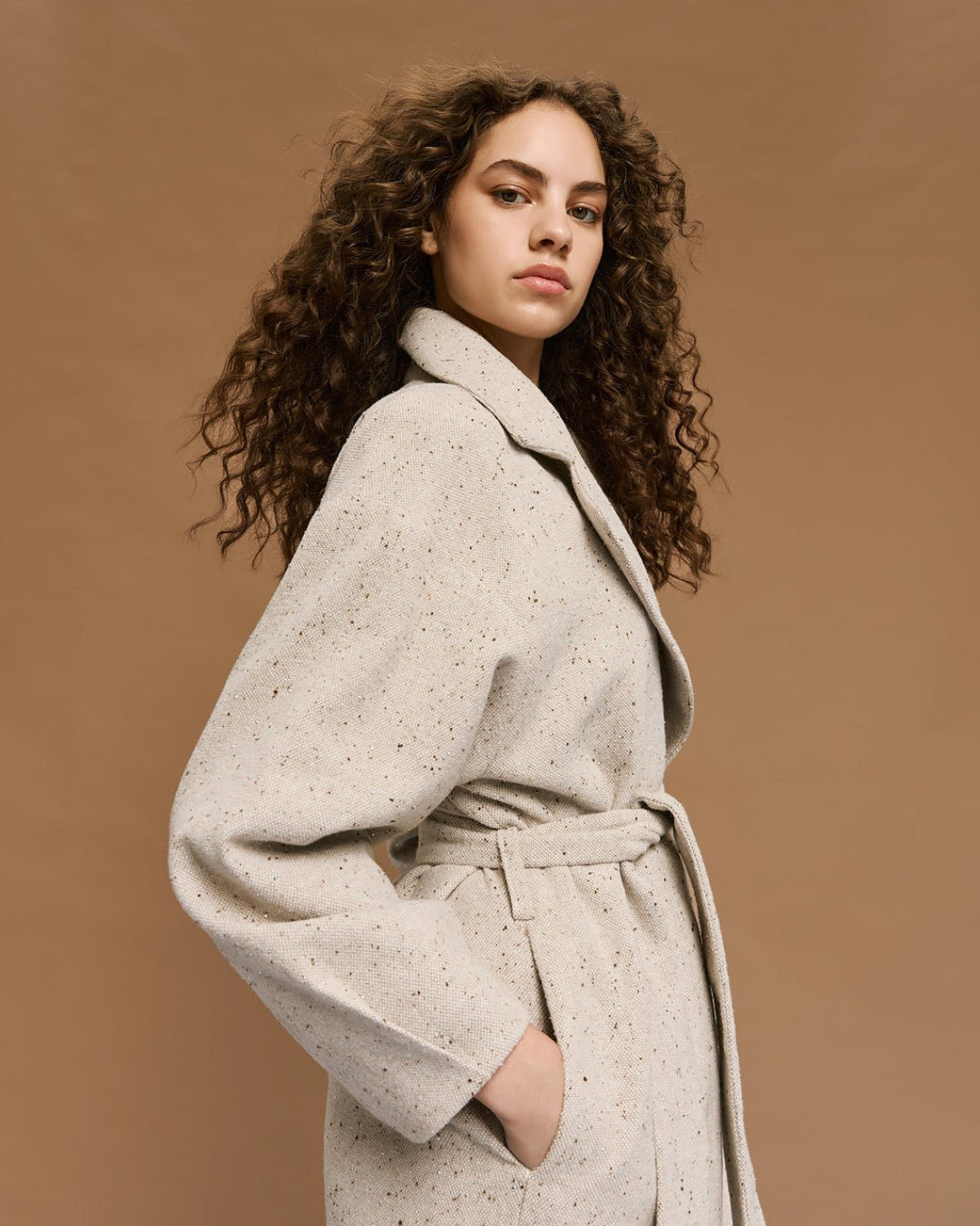 Παλτό με στρας και ζώνη Access Fashion