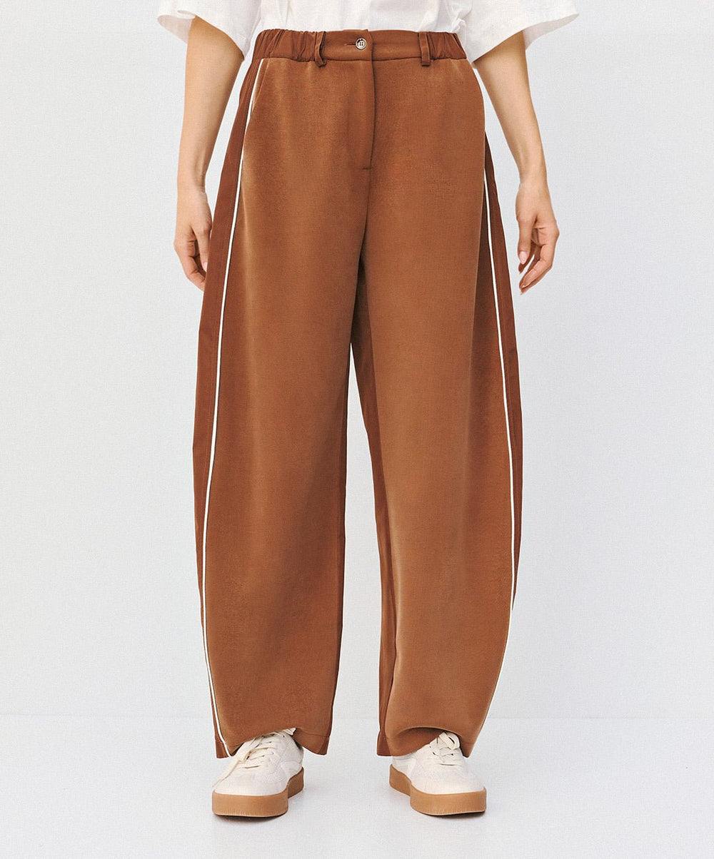 Παντελόνα με συνδυασμό υφασμάτων και ρέλι Access Fashion