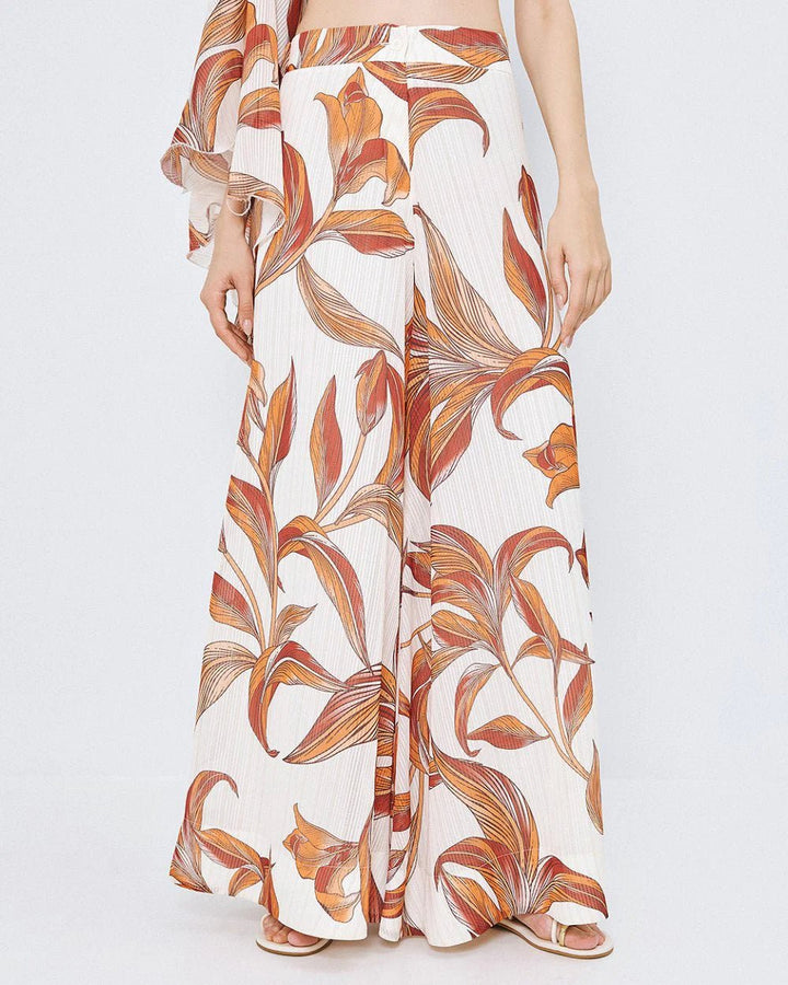 Παντελόνα wide - leg εμπριμέ Access Fashion