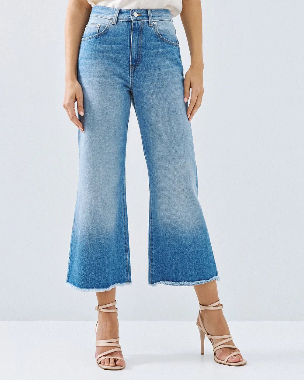 Παντελόνι denim capri με ξέφτια Access Fashion