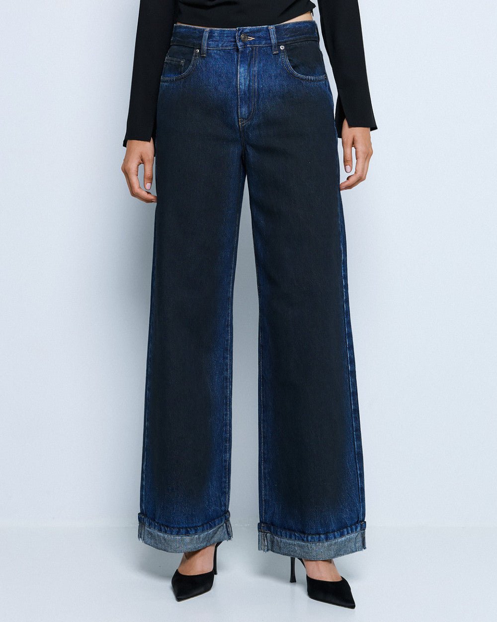 Παντελόνι denim φαρδύ wide leg Access Fashion