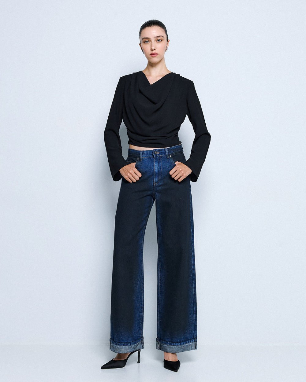 Παντελόνι denim φαρδύ wide leg Access Fashion