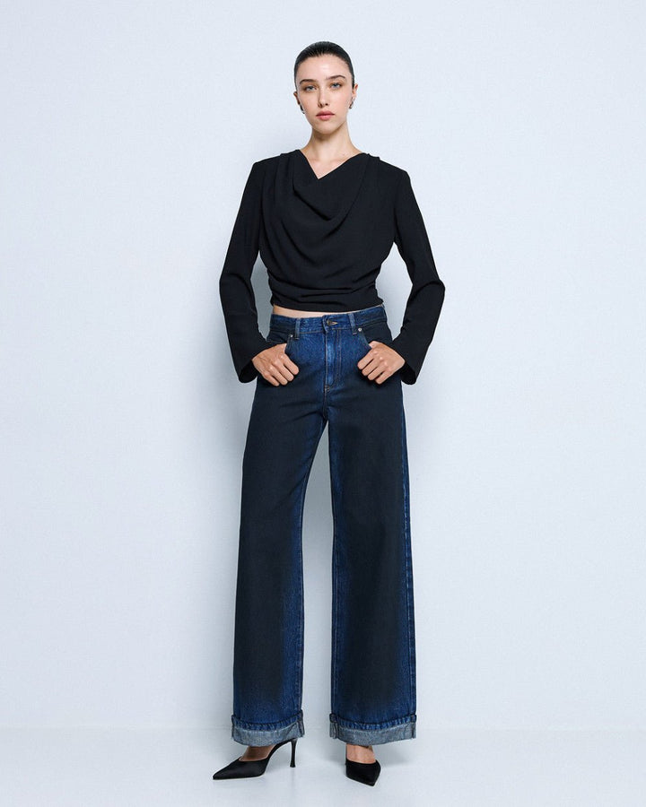 Παντελόνι denim φαρδύ wide leg Access Fashion