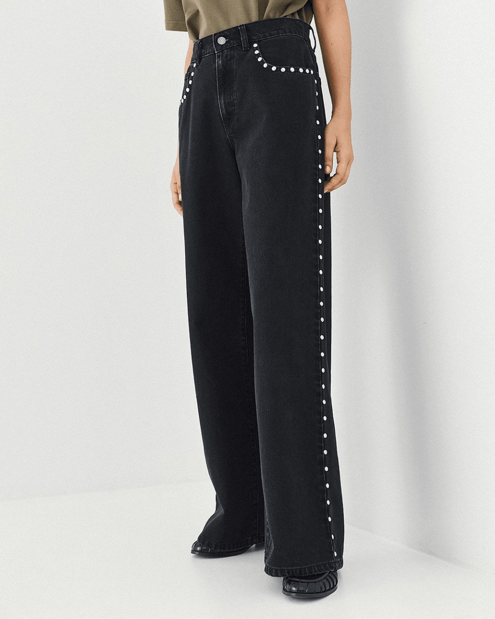 Παντελόνι denim wide-leg με τρουκς Access Fashion
