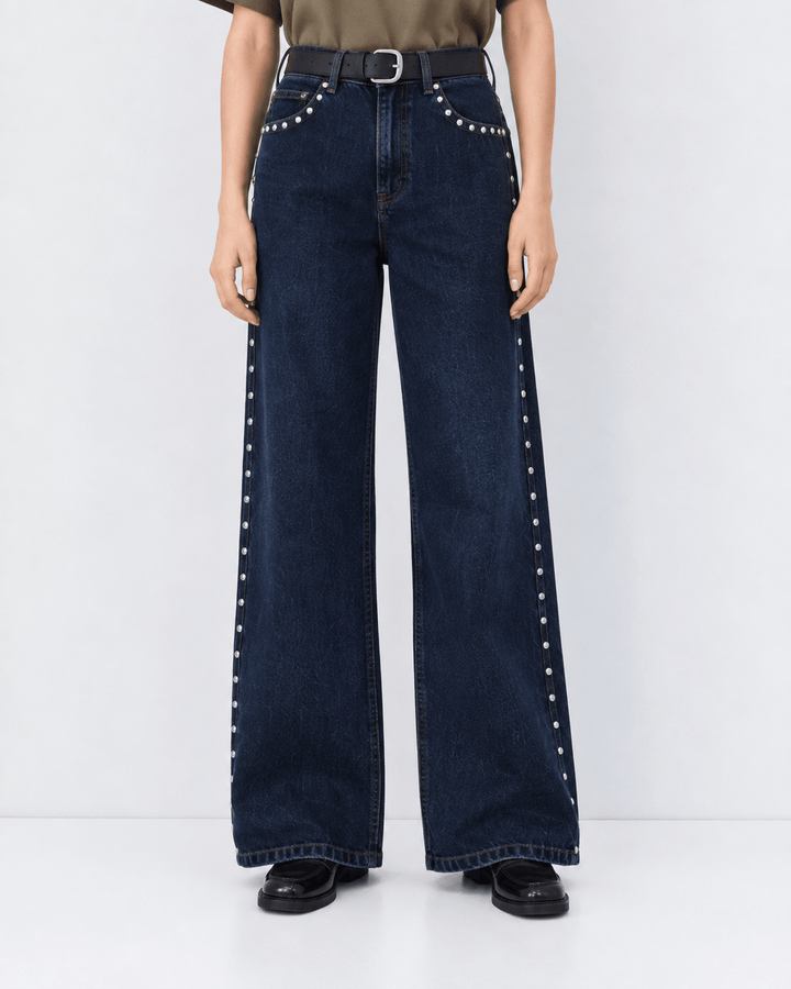 Παντελόνι denim wide-leg με τρουκς Access Fashion