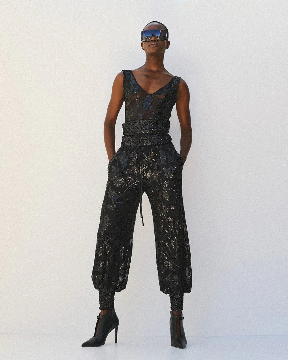Παντελόνι harem με παγιέτες Access Fashion