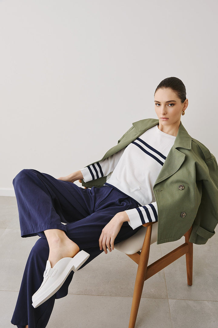 Πλεκτή μπλούζα με ρίγες Figaro Fashion - A Collection Boutique