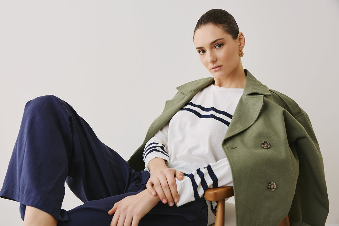 Πλεκτή μπλούζα με ρίγες Figaro Fashion - A Collection Boutique