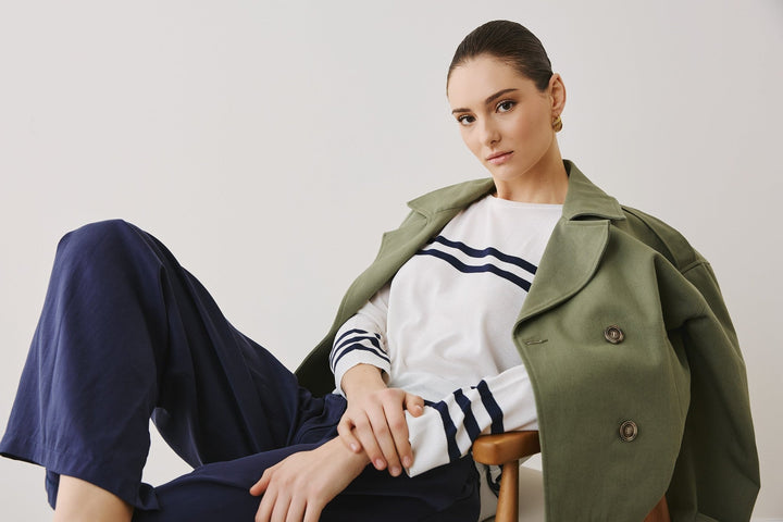 Πλεκτή μπλούζα με ρίγες Figaro Fashion - A Collection Boutique