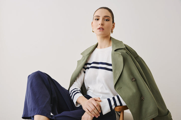Πλεκτή μπλούζα με ρίγες Figaro Fashion - A Collection Boutique