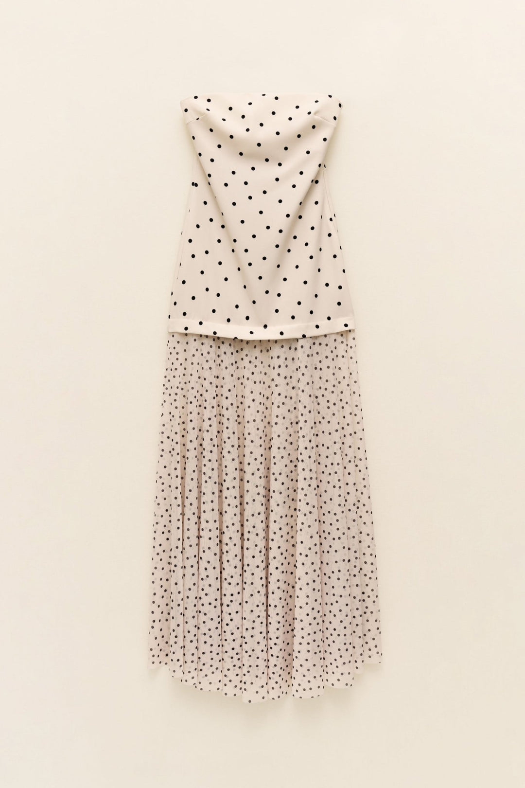 Πουά strapless maxi φόρεμα με τούλι & φουλάρι Lumina