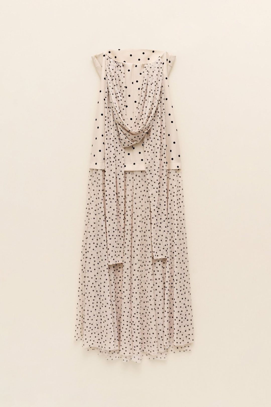 Πουά strapless maxi φόρεμα με τούλι & φουλάρι Lumina