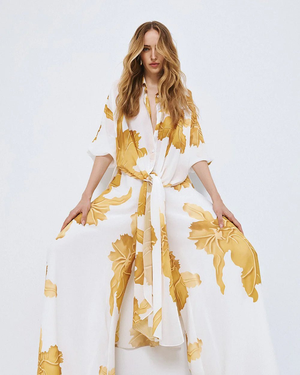 Πουκαμίσα μακριά ημιδιάφανη εμπριμέ Access Fashion