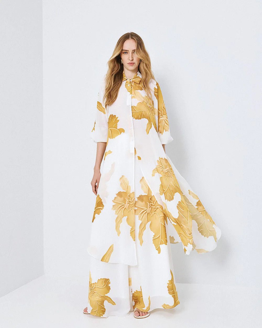Πουκαμίσα μακριά ημιδιάφανη εμπριμέ Access Fashion
