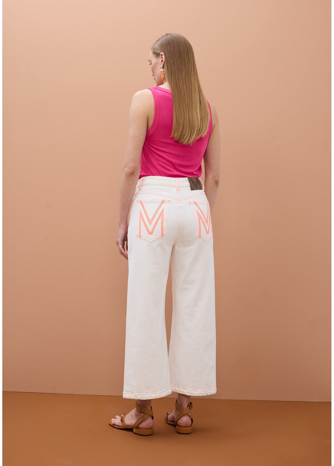 Ψηλόμεσο denim παντελόνι culotte με contrast εξώγαζα Lola Casademunt