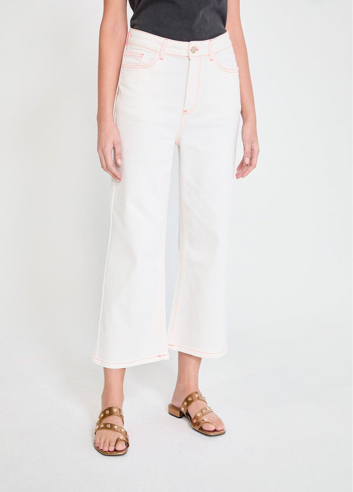 Ψηλόμεσο denim παντελόνι culotte με contrast εξώγαζα Lola Casademunt